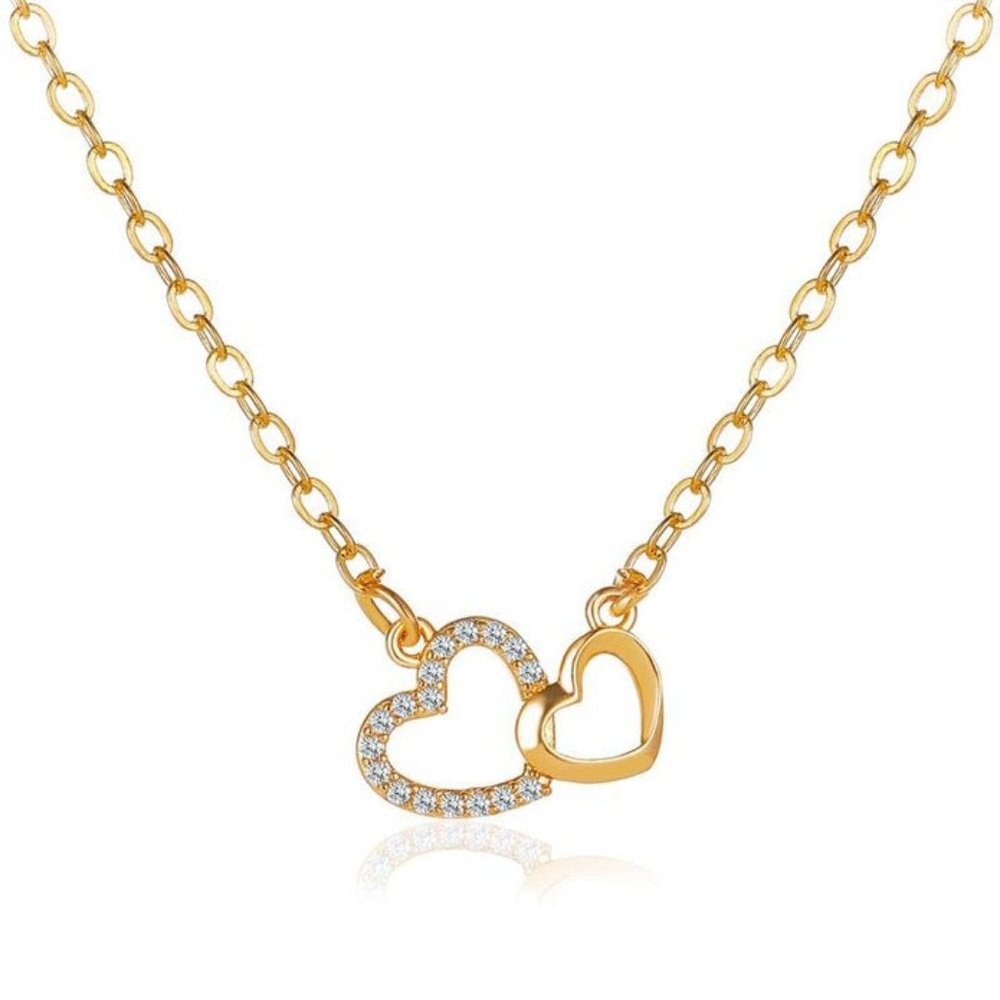 New Double Intertwining Heart Necklace